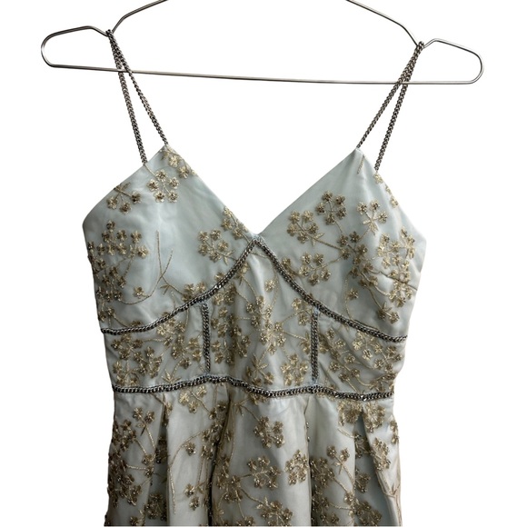 Self-Portrait Light Blue and Gold Midi Dress - Picture 6 of 12